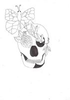 Skull, Ivy, Rose and butterfly